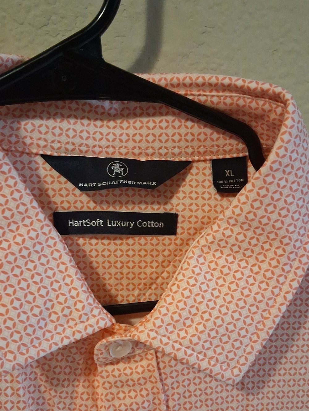 NWOT MENS Hart Schaffner Marx Orange and White Geometric Polo Shirt Sizw XL